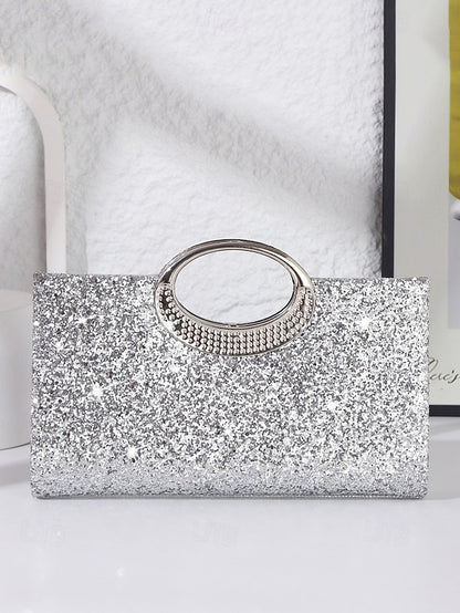 Evening Women's Gold Bag Clutch with Silver Glitter