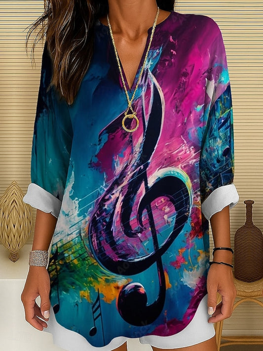 Music Festival Women's Blouse Print Ombre Graphic Geometric