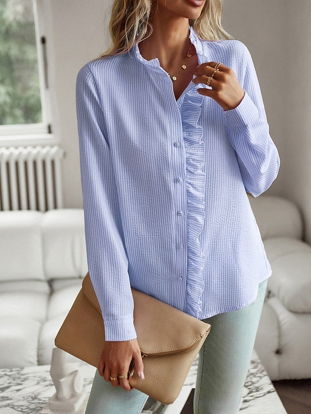 Women's Casual Shirt Button Up Shirt Blouse Buttons Print