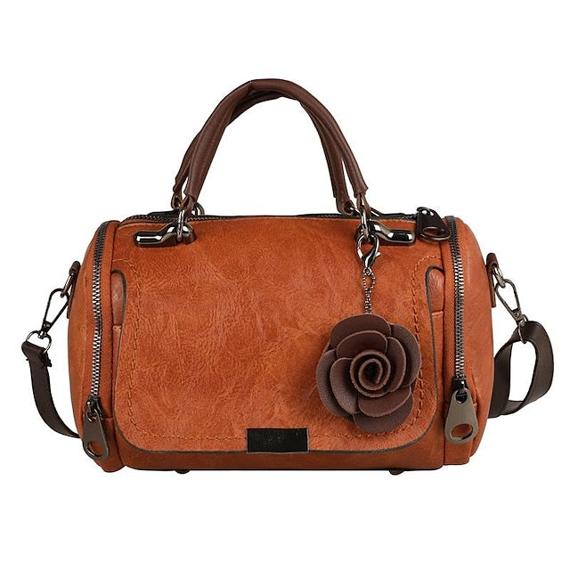 Handbag Vintage-Style Faux Leather Floral Women's with