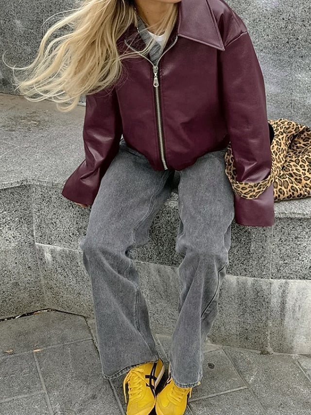 Leather Zipper Warm Faux Women's Comfortable Jacket Pocket