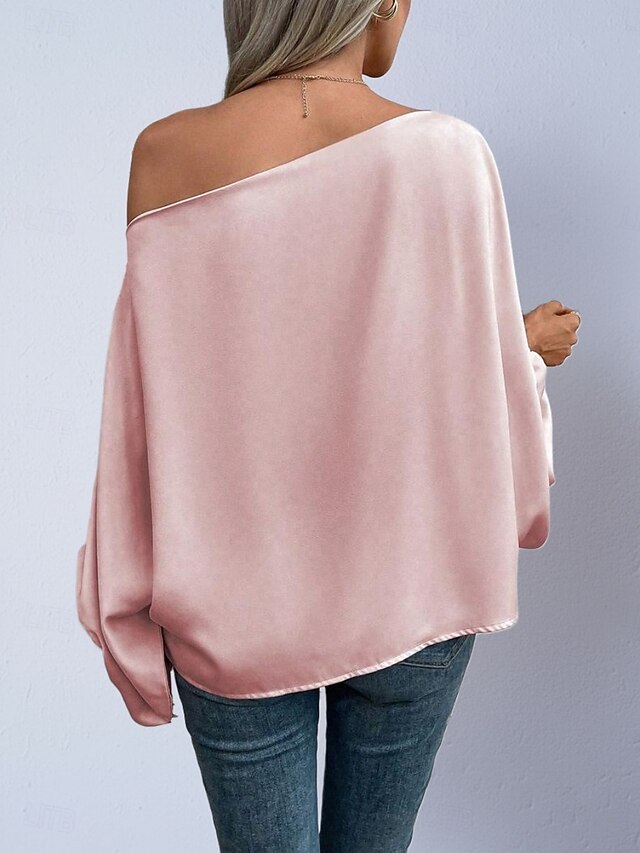 Women's Shirt Satin Shirt Blouse Off The Shoulder Tops