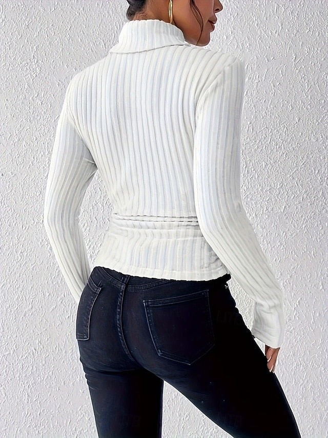 Women's Blouse Ruched Buttons Solid Color Stylish Casual