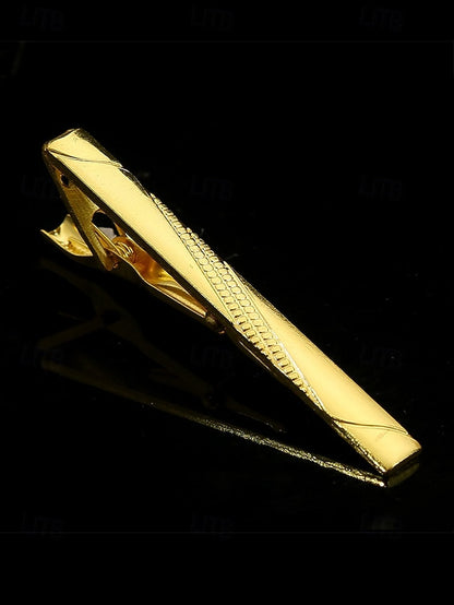Inlay Men with – Gold Elegant for Clip Design Sleek Black Tie