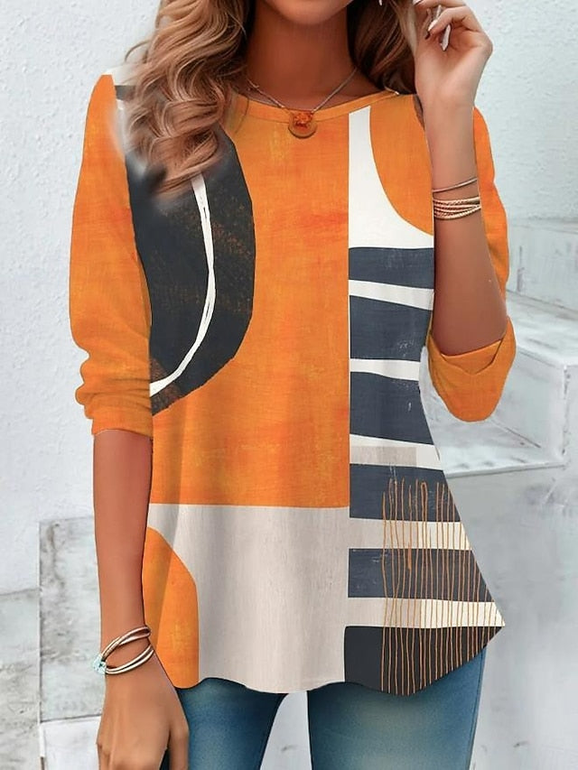 Women's T shirt Long Sleeve Crew Neck Long Sleeve Tunic
