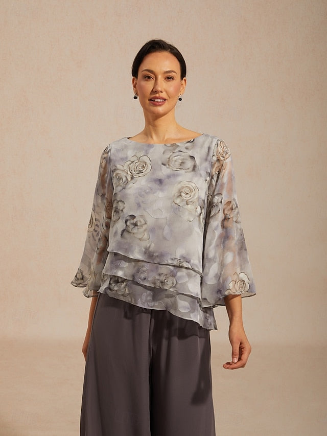 Women's Blouse Chiffon Tops Lace Tops Lace up Layered