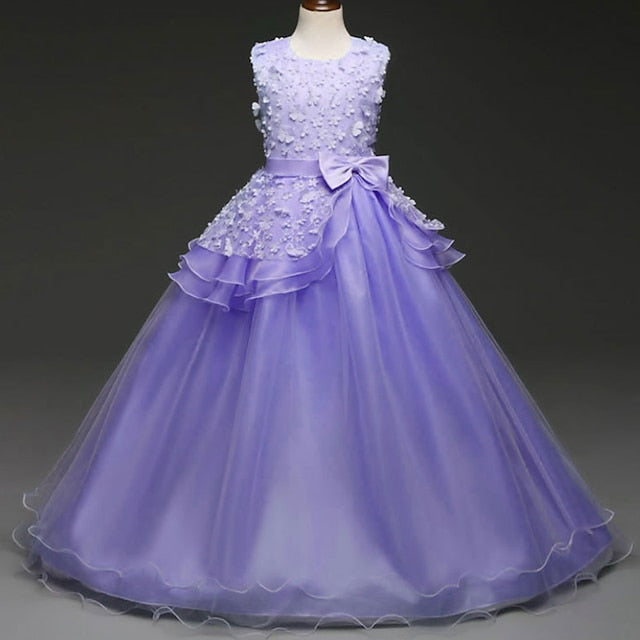 Dress Kids Flower Girls' Colored Girl Solid