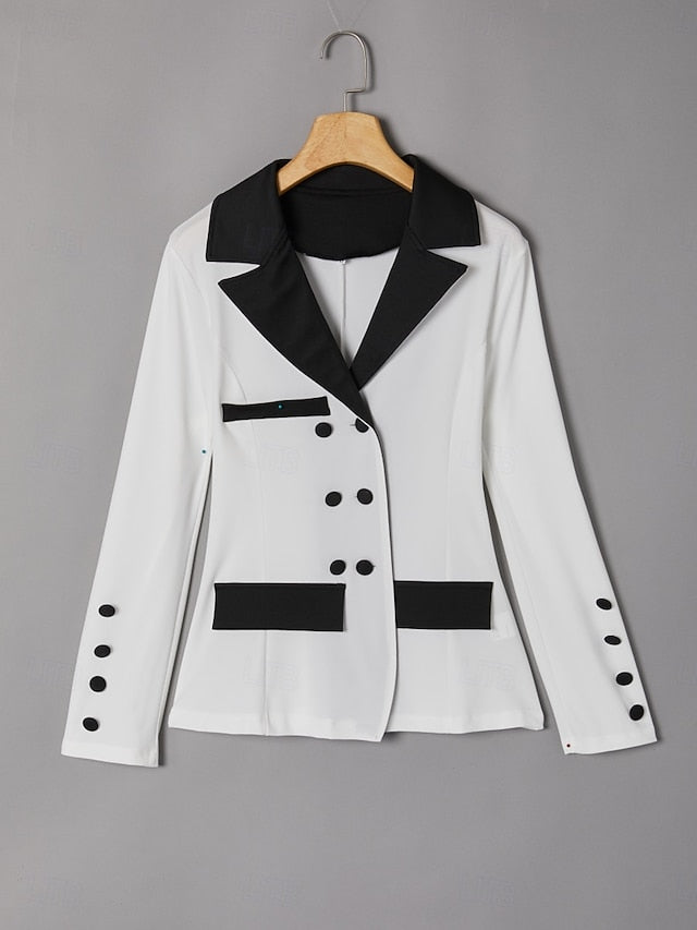 Women's Blazer Trousers Long Sleeve Shirt Collar Graphic