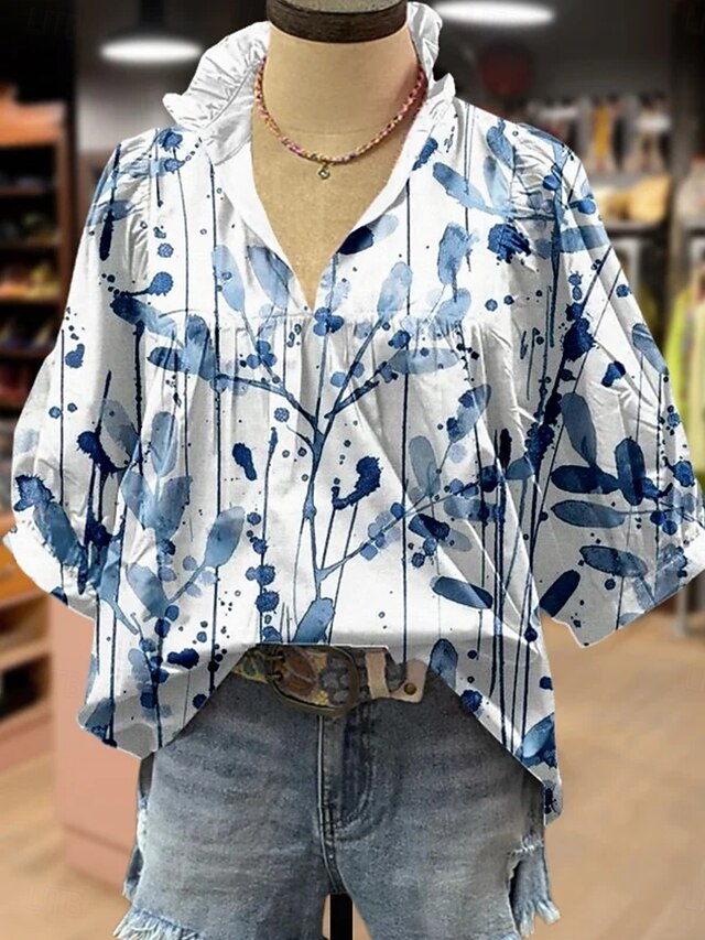 Women's Shirt Print Floral Stylish Modern Boho Half Sleeve
