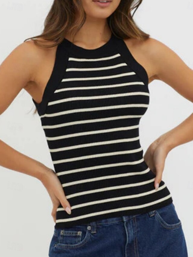 Women's Tank Top Striped Fashion Stylish Classic Sleeveless