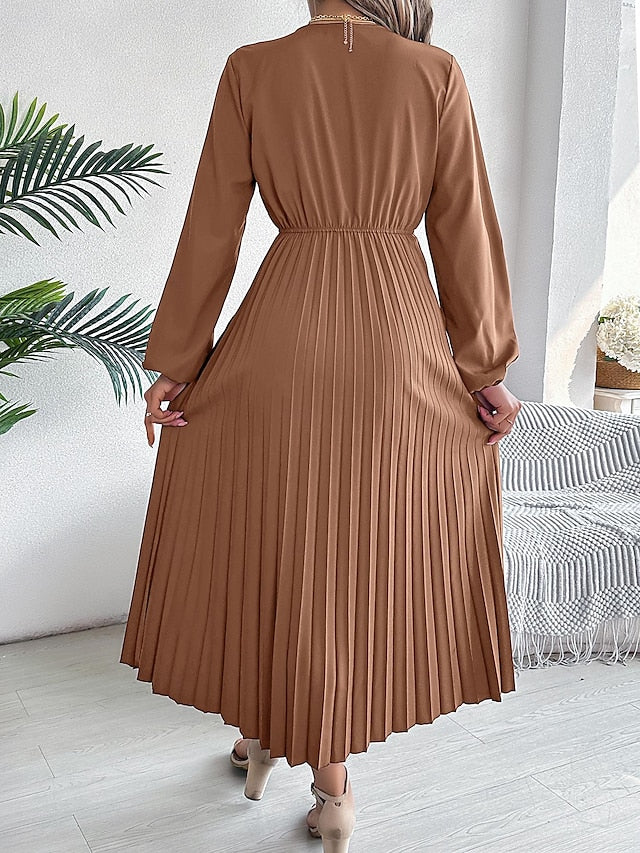 Women's Work Dress Satin A Line Dress Fashion Office Long