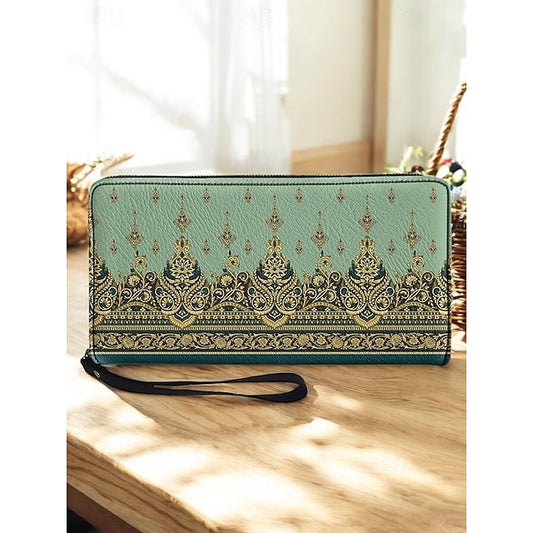 Wristlet – Floral Printed Bohemian Wallet Vintage Leather