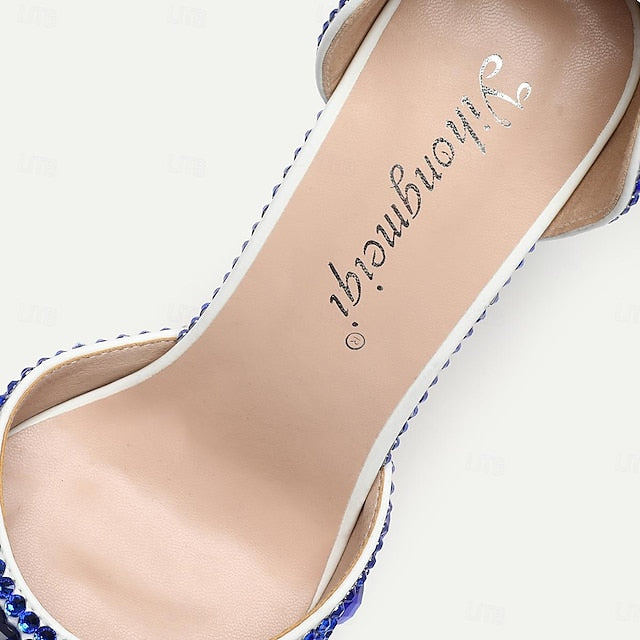 Women's High Crystal Heels Pointed-Toe Rhinestone Slingback