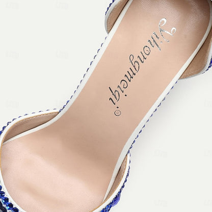 Women's High Crystal Heels Pointed-Toe Rhinestone Slingback