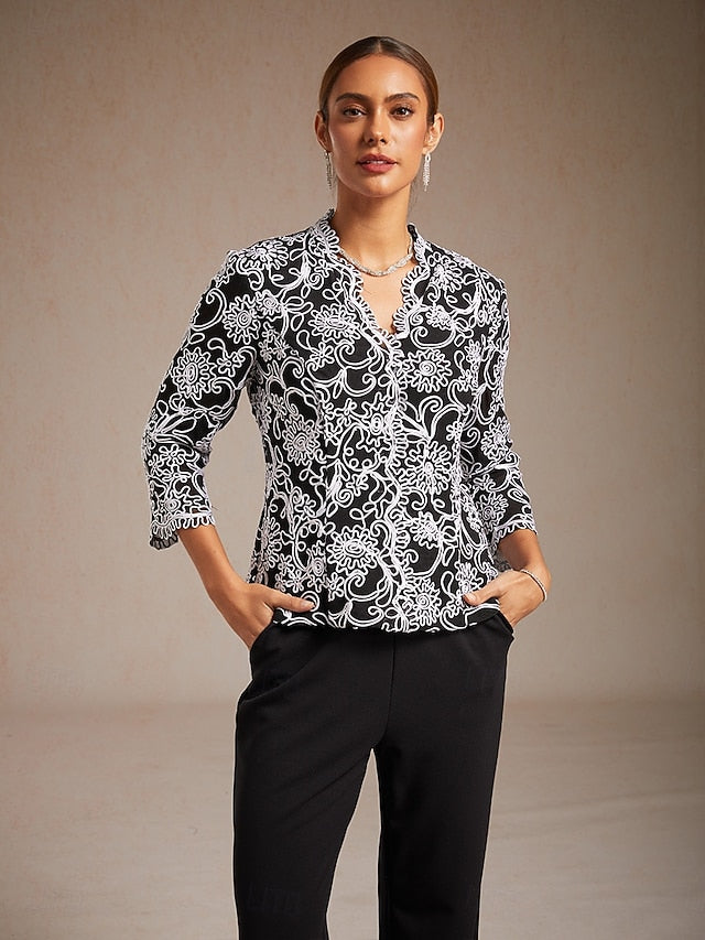Women's Dressy Tops Twinset Elegant Lace Sequins Paisley