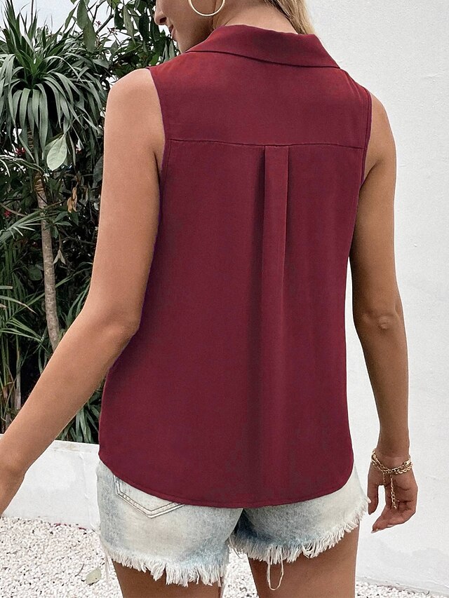 Women's Camisole Tank Top Buttons Solid Color Daily Stylish