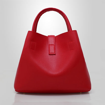 Gold Red Women's Chain with Leather Handbag Lock and Faux