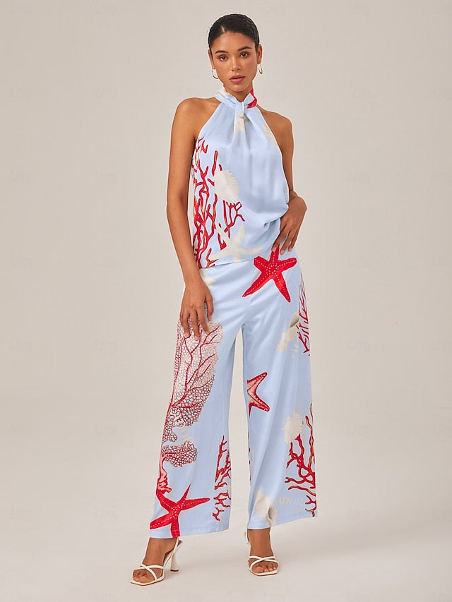 Vacation-Style Set With Ocean-Inspired Print