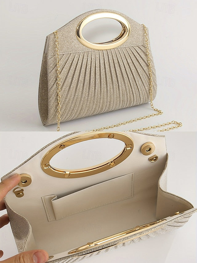 Handle Clutch Evening Women's Bag Glitter with Gold
