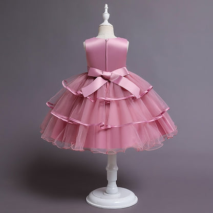 Sleeveless Dress Girl Flower Girls' Sequin Kids