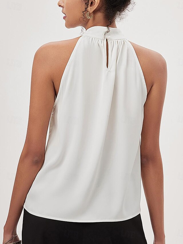 Women's Blouse Dressy Tops Ruched Bow Plain Elegant Modern