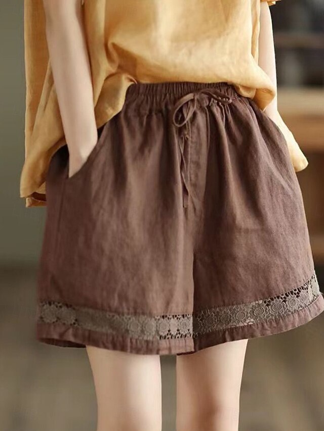 Women's Cotton Linen Shorts Summer Shorts Beach Shorts