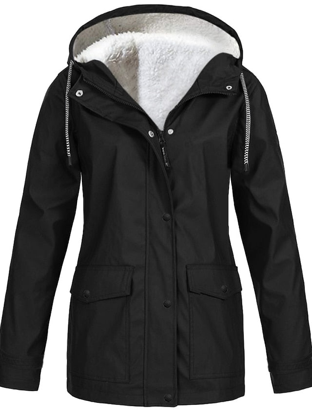 Women's Rain Jacket Raincoat Hiking Fleece Jacket Winter