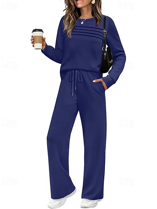 Women's Pants Sets Bolero Top Long Sleeve Round Neck Plain