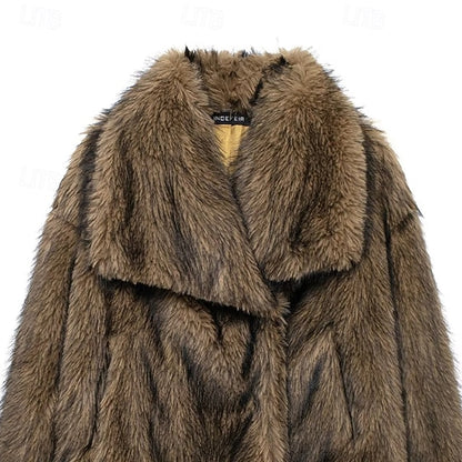 Furs Coat Pocket Faux Warm Women's Comfortable Fur