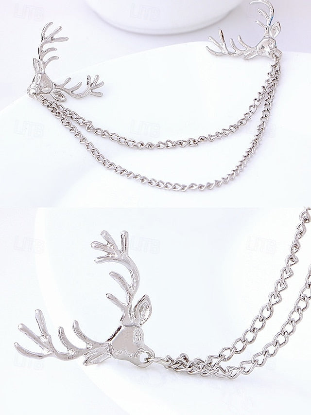 Elegant Pins Reindeer – Men's Alloy Christmas Collar