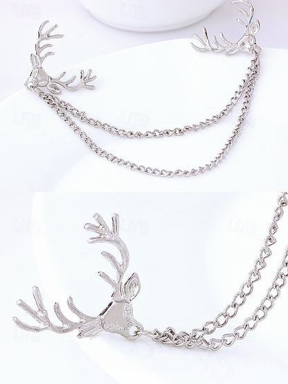 Elegant Pins Reindeer – Men's Alloy Christmas Collar