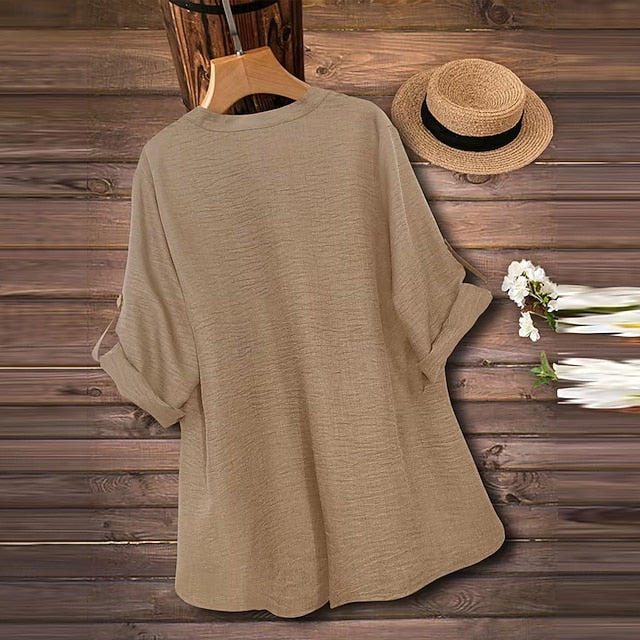Women's Popover Shirt Casual Shirt Blouse Solid Color