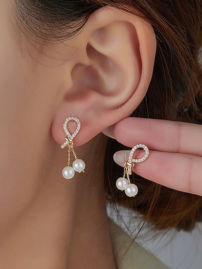 imitation with pearl Women's teardrop earrings rhinestone