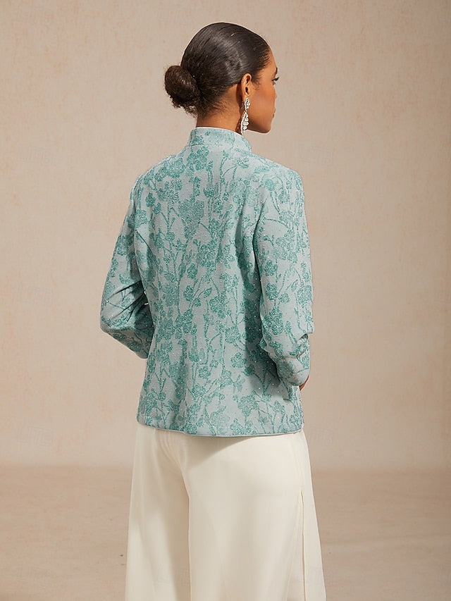 Women's Dressy Tops Floral Paisley Embroidered Elegant 3/4
