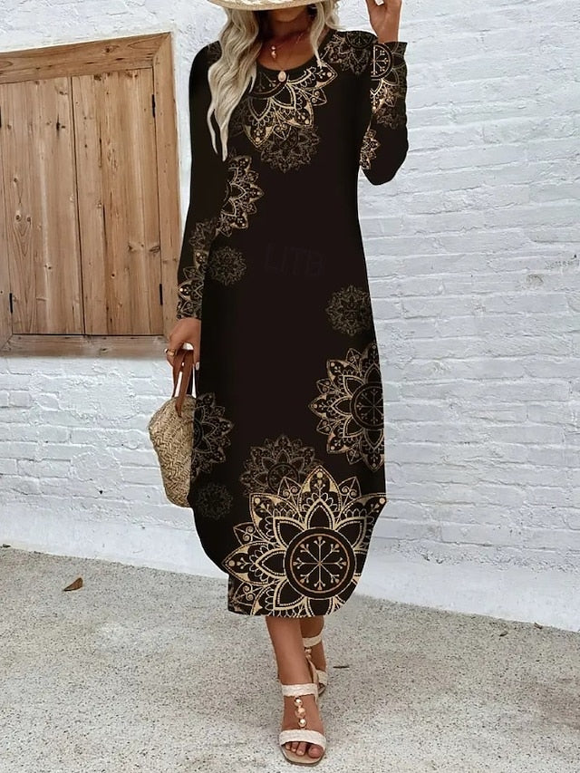 Women's Midi Dress Sheath Dress T Shirt Dress Tee Dress