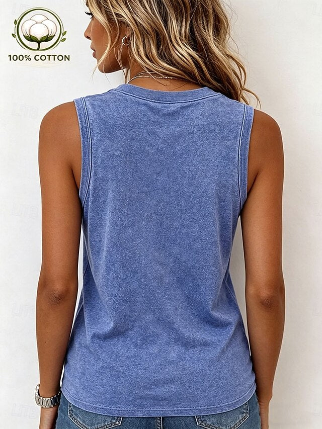 Women's Washed Cotton 100% Cotton T Shirt Tank Top Stylish
