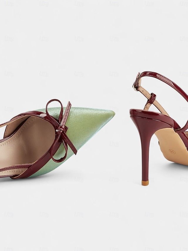- Slingback Women's and Red Stiletto Green Heels Pointed