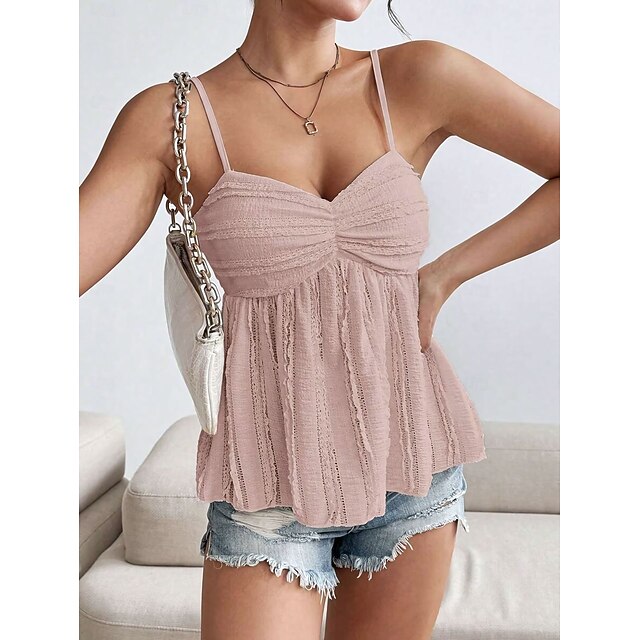 Women's Camisole Tank Top Ruched Solid Color Daily Stylish