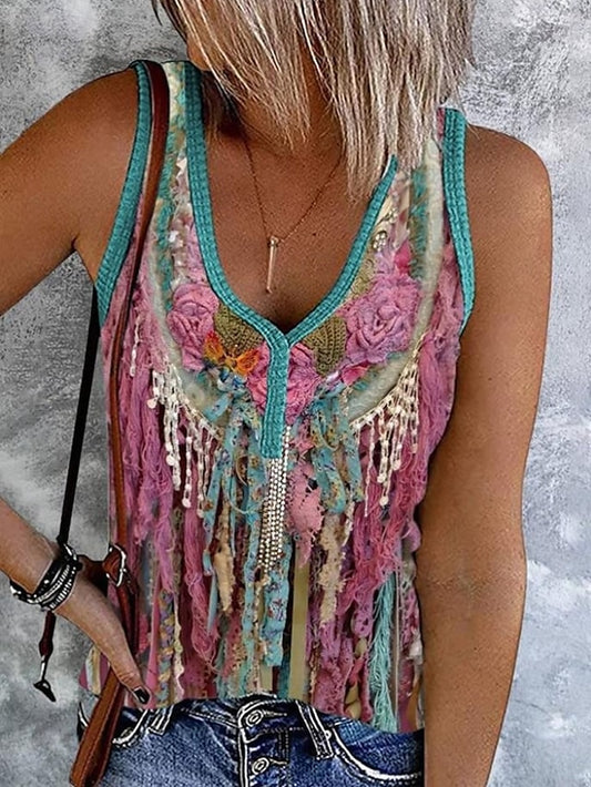 Women's Camisole Tank Top Print Graphic Color Block Bohemia