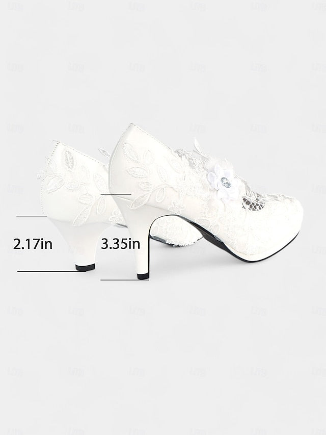 High Heel Floral – White Lace Shoes Bridal Embellishments with