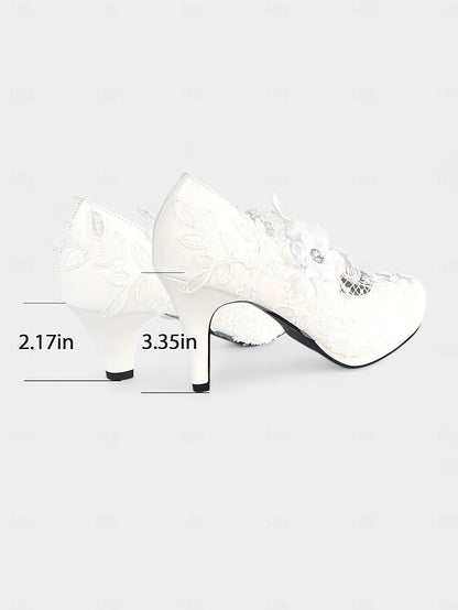 High Heel Floral – White Lace Shoes Bridal Embellishments with