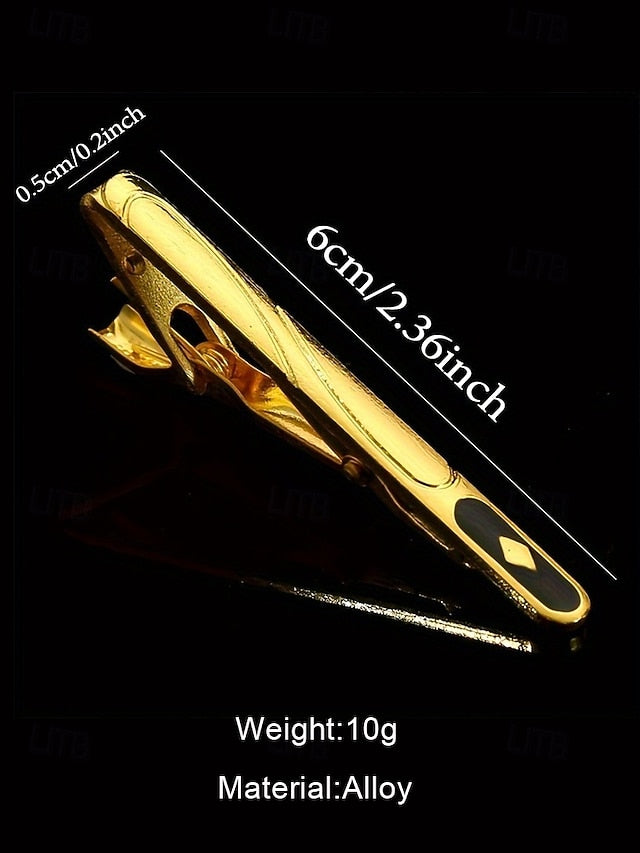 Inlay Men with – Gold Elegant for Clip Design Sleek Black Tie