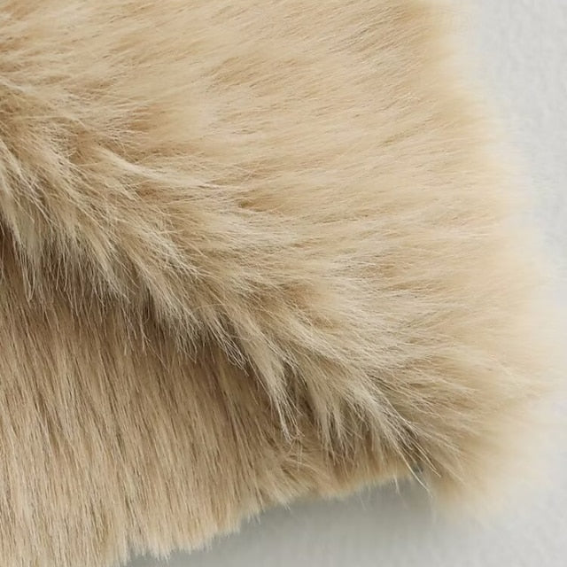 Fur Pocket Warm Coat Women's Comfortable Faux Buttons