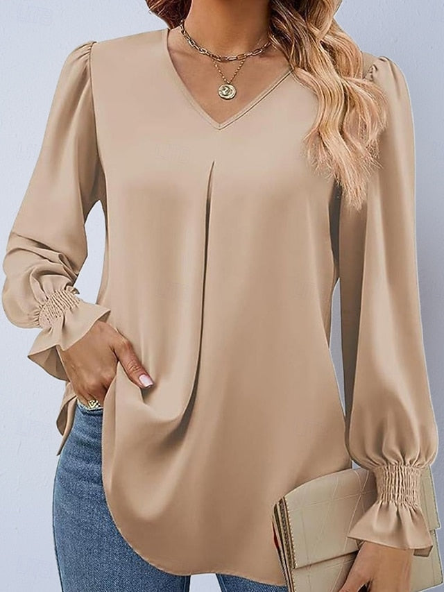 Women's Shirt Satin Shirt Blouse Plain Stylish Basic