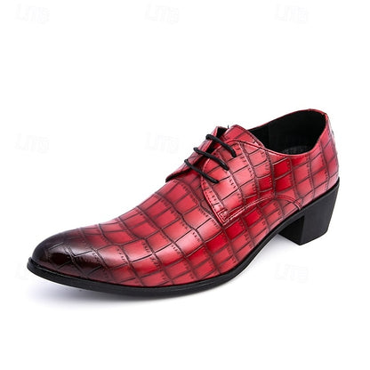 Pattern Red Leather – Crocodile Faux Shoes Men's