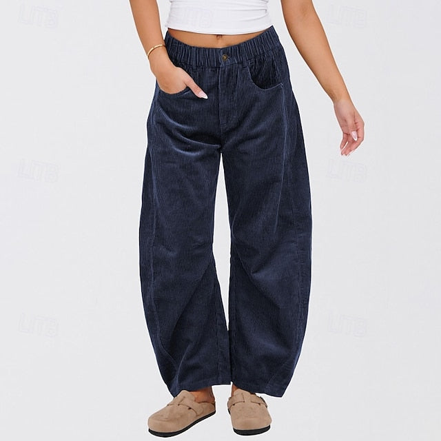 Women's Wide Leg Corduroy Pants Slacks Streetwear Casual