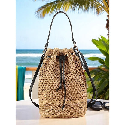 Bag - with Tote Women’s Summer Woven Drawstring Stylish Bucket