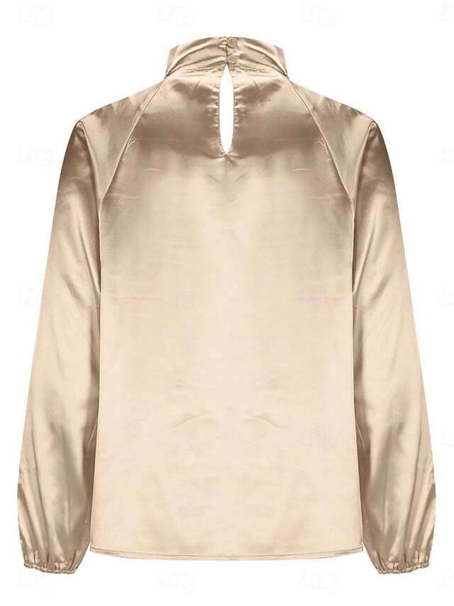 Women's Shirt Satin Shirt Blouse Solid Color Stylish