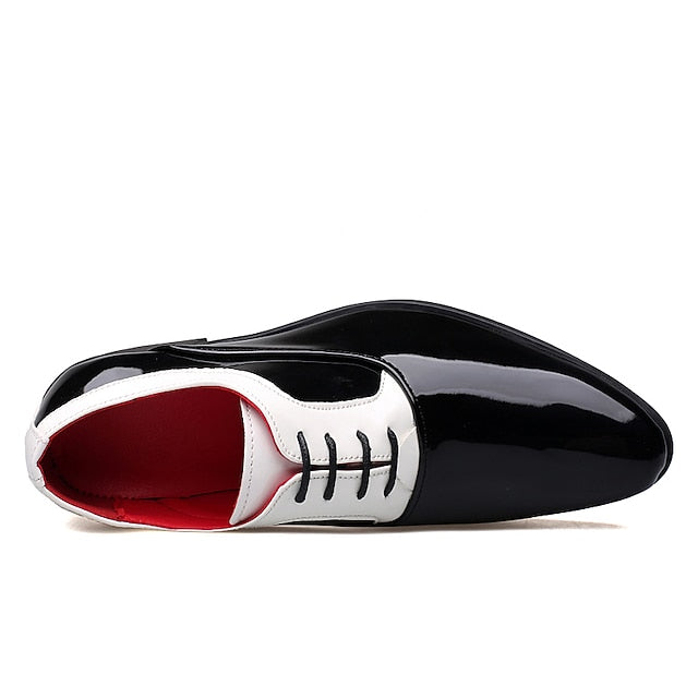 Shoes Patent Men's and Leather Faux Red White – Oxford