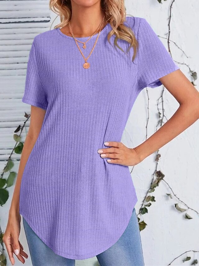 Women's T Shirt Tee Top Solid Color Fashion Classic Casual